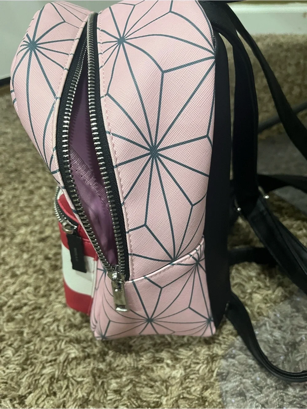 Demon Slayer Pink & White Checker Kids Mini Backpack